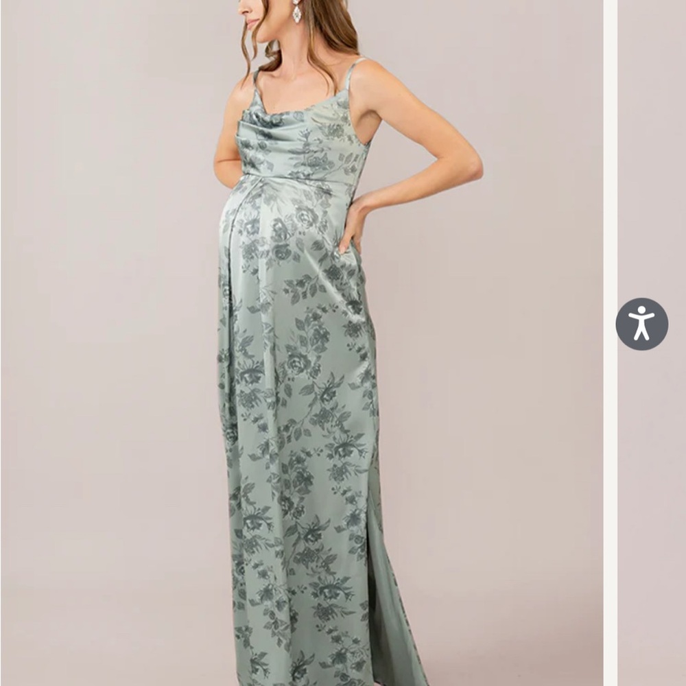 Revelry Floral Sage Green Maternity Bridesmaids Dress